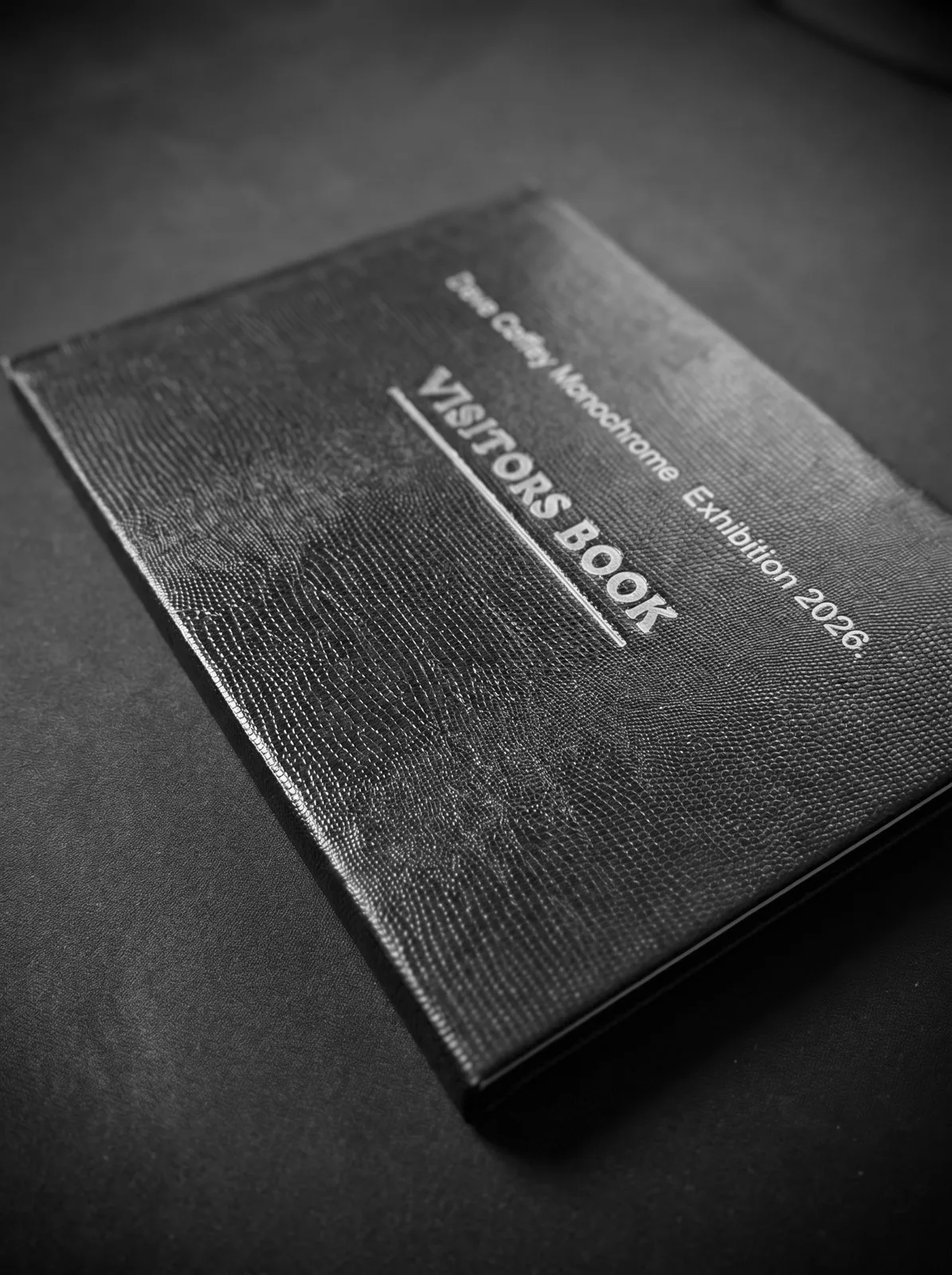 The exhibition visitors book, embossed Dave Coffey Monochrome Exhibition 2026
